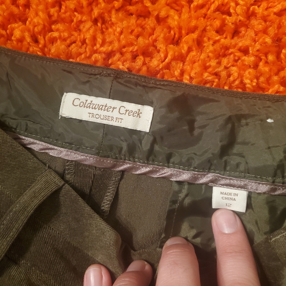 Coldwater Creek Olive Green Corduroy Pants Size 12 - Picture 2 of 9